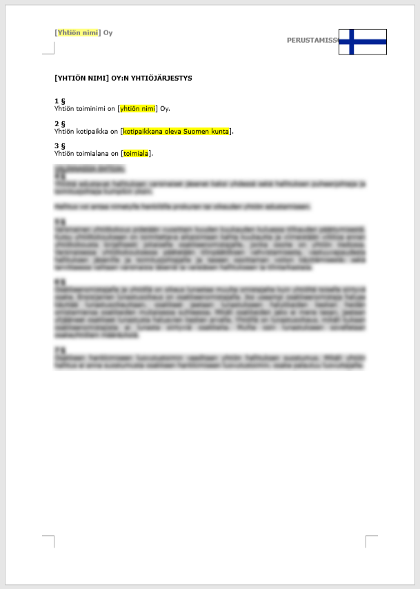 Articles of association / Yhtiöjärjestys