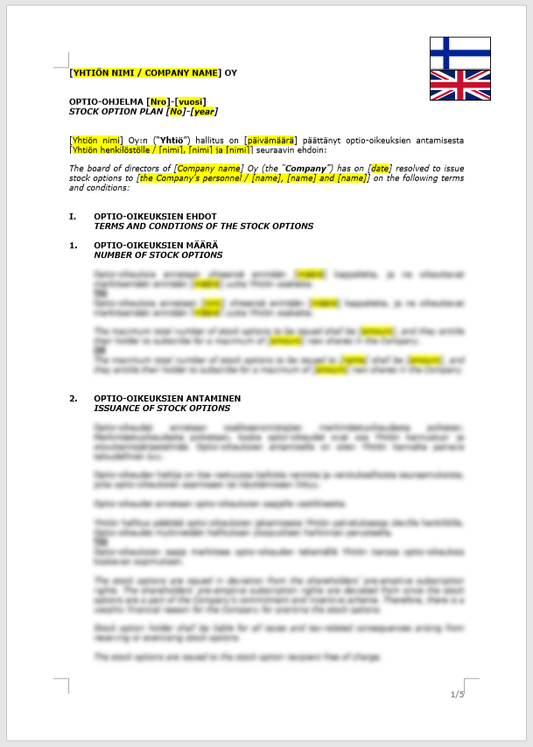 Stock Option Plan / Optio-ohjelma