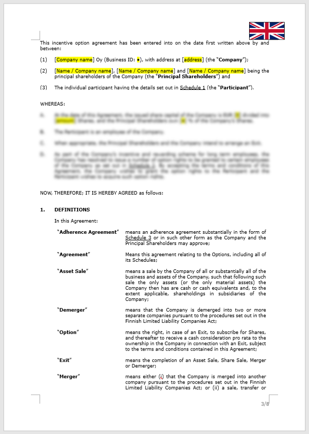 Incentive Option Agreement