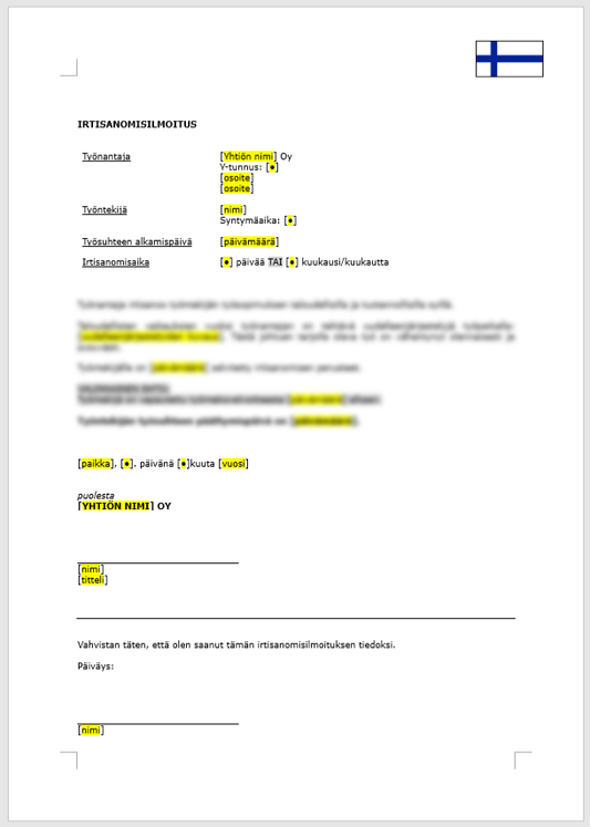 Irtisanomisilmoitus (tuta-perusteet)