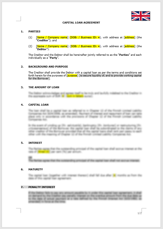 Capital Loan Agreement