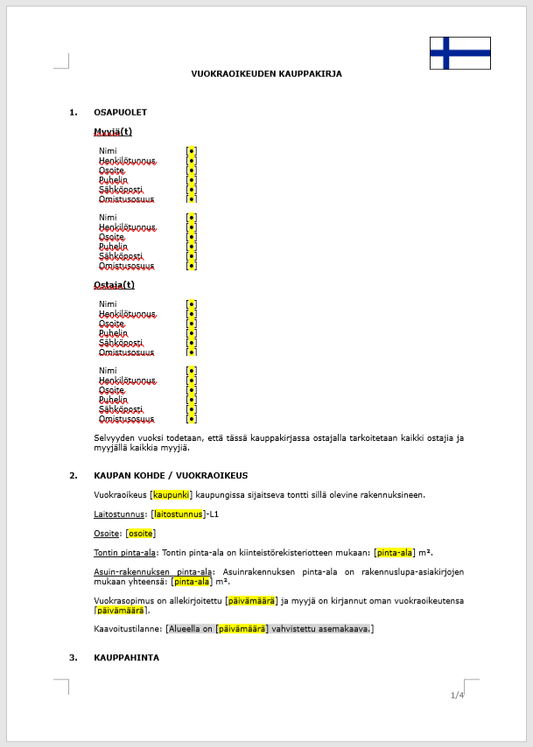 Vuokraoikeuden kauppakirja